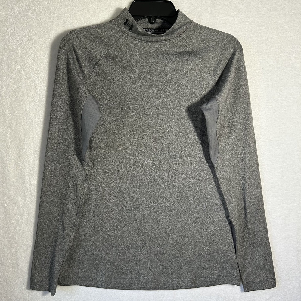 Under Armour Womens Size M Gray Cold Gear Authentic Mock Neck Athletic Top